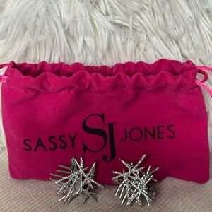 Sassy Jones Origami Geometric Metallic Starburst Earrings